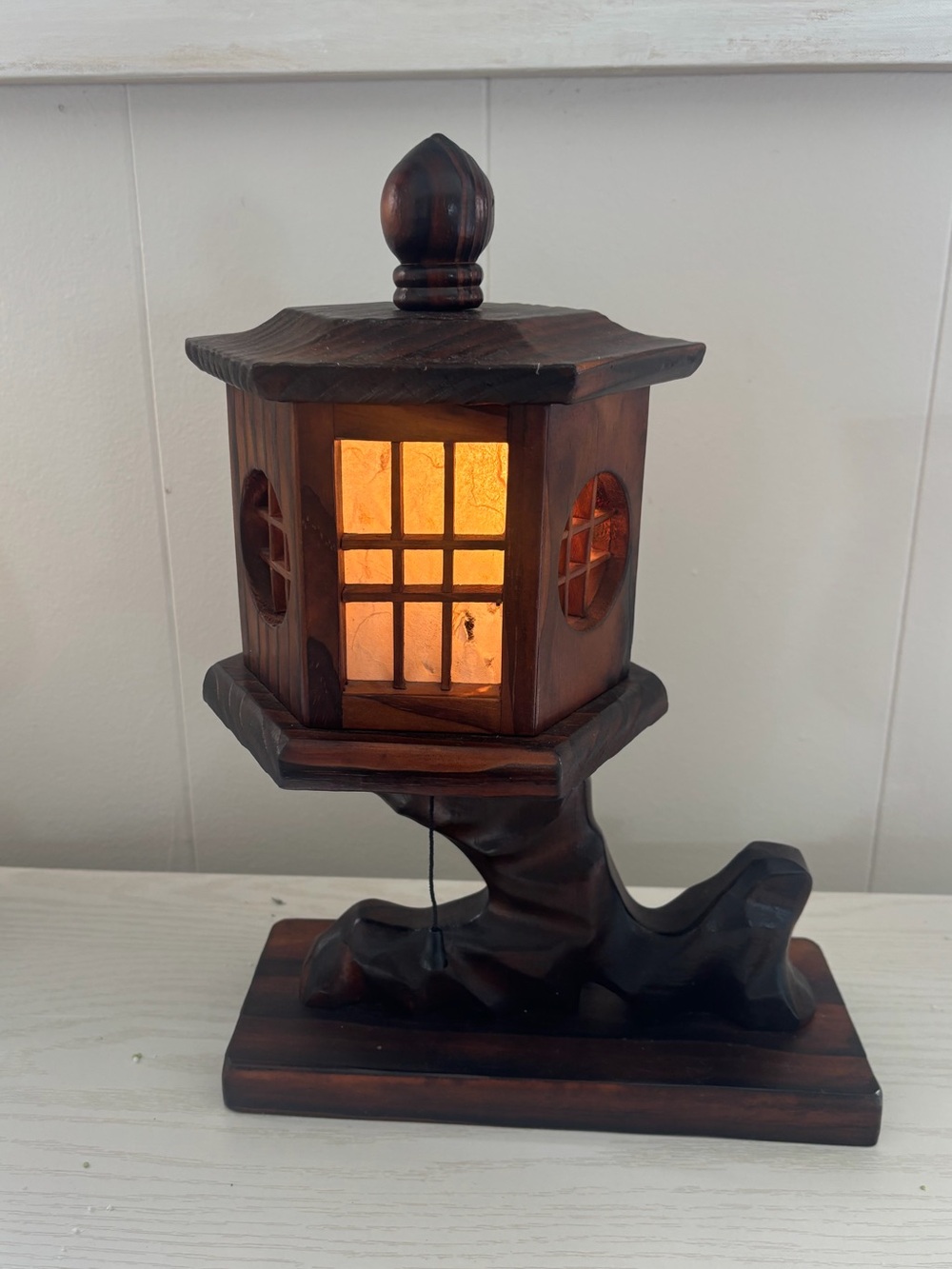 Vintage Asian wood lamp